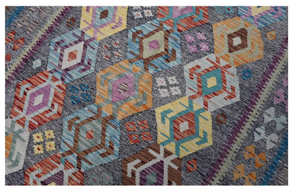 Tappeto Kilim Kaudani Afghan fatto a mano multicolore 300x253cm