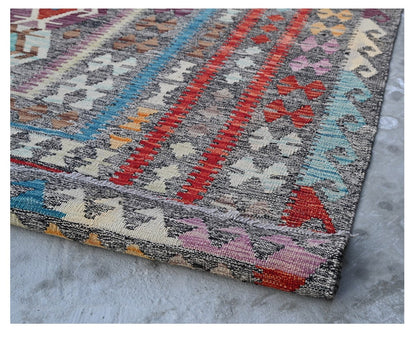 Tappeto Kilim Kaudani Afghan fatto a mano multicolore 299x256cm