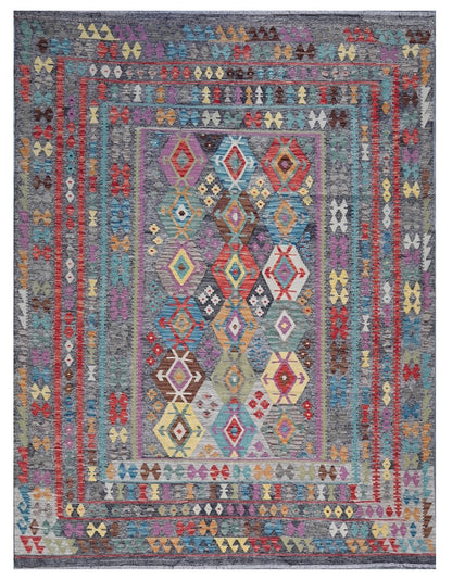Tappeto Kilim Kaudani Afghan fatto a mano multicolore 309x253cm