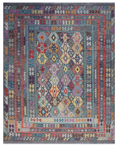 Tappeto Kilim Kaudani Afghan fatto a mano multicolore 304x259cm