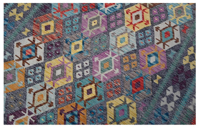 Tappeto Kilim Kaudani Afghan fatto a mano multicolore 304x259cm - CarpetLiving