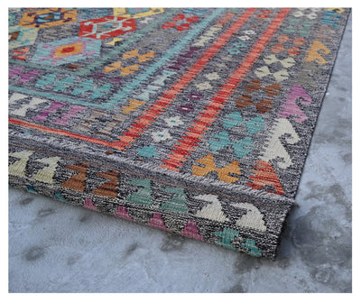 Tappeto Kilim Kaudani Afghan fatto a mano multicolore 304x259cm - CarpetLiving