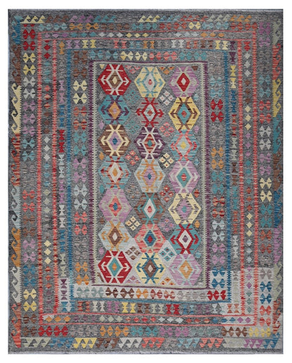 Tappeto Kilim Kaudani Afghan fatto a mano multicolore 303x257cm
