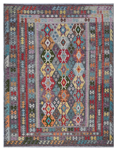 Tappeto Kilim Kaudani Afghan fatto a mano multicolore 301x245cm