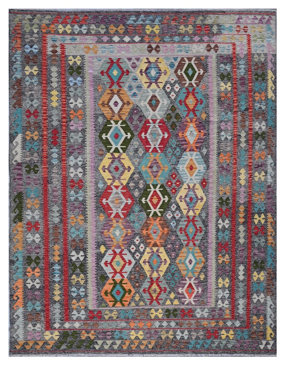 Tappeto Kilim Kaudani Afghan fatto a mano multicolore 301x245cm