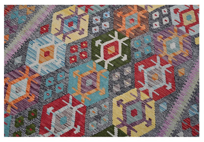 Tappeto Kilim Kaudani Afghan fatto a mano multicolore 301x245cm