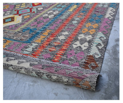 Tappeto Kilim Kaudani Afghan fatto a mano multicolore 360x258cm