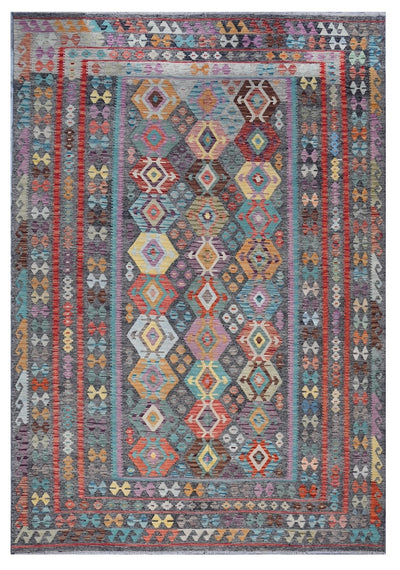 Tappeto Kilim Kaudani Afghan fatto a mano multicolore 346x248cm - CarpetLiving