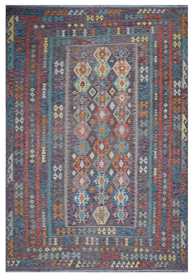 Tappeto Kilim Kaudani Afghan fatto a mano multicolore 350x251cm - CarpetLiving