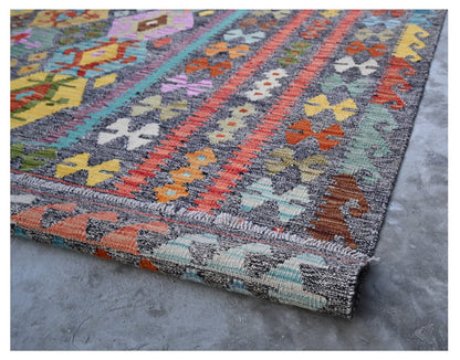 Tappeto Kilim Kaudani Afghan fatto a mano multicolore 342x248cm