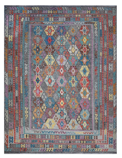 Tappeto Kilim Kaudani Afghan fatto a mano multicolore 390x310cm - CarpetLiving