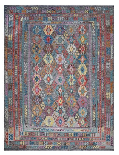 Tappeto Kilim Kaudani Afghan fatto a mano multicolore 390x310cm