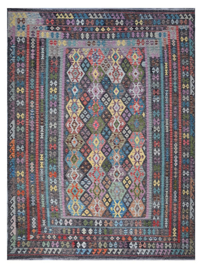 Tappeto Kilim Kaudani Afghan fatto a mano multicolore 388x317cm - CarpetLiving