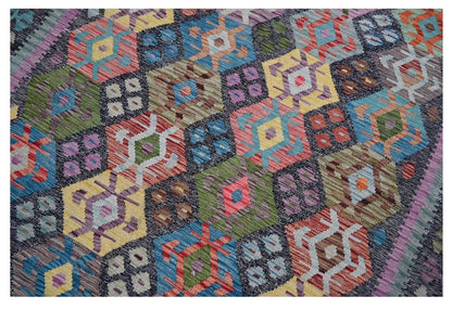 Tappeto Kilim Kaudani Afghan fatto a mano multicolore 388x317cm