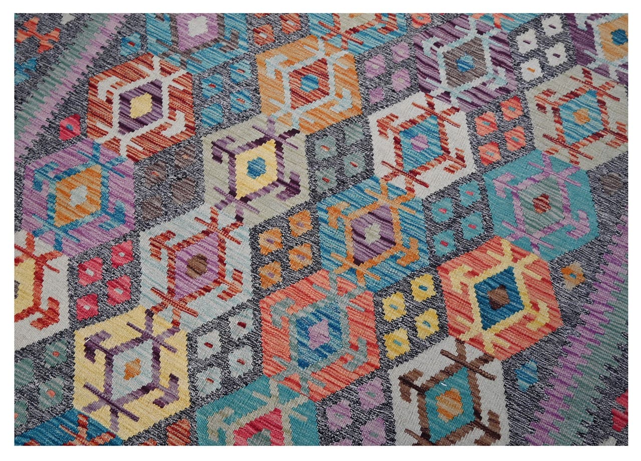 Tappeto Kilim Kaudani Afghan fatto a mano multicolore 390x300cm