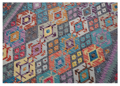 Tappeto Kilim Kaudani Afghan fatto a mano multicolore 390x300cm