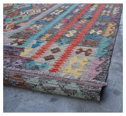 Tappeto Kilim Kaudani Afghan fatto a mano multicolore 390x300cm