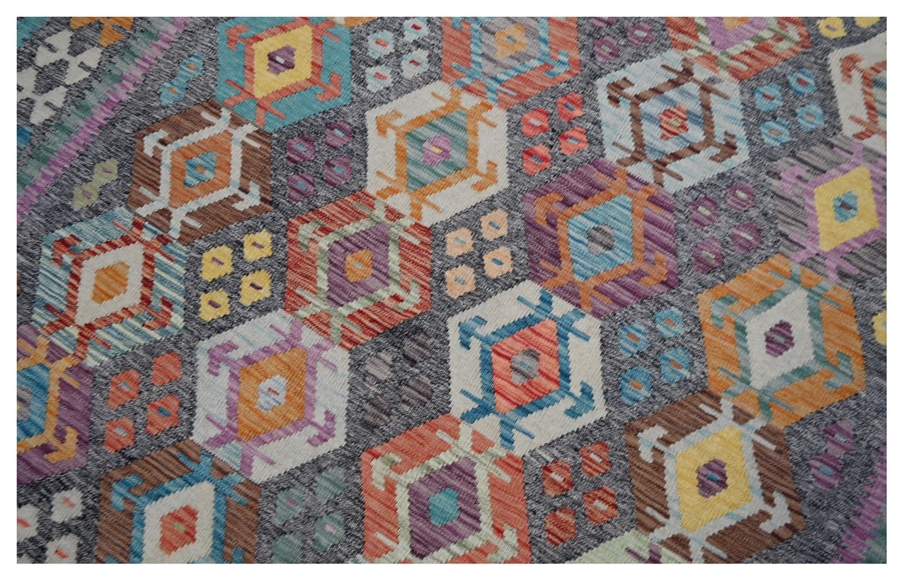 Tappeto Kilim Kaudani Afghan fatto a mano multicolore 400x315cm
