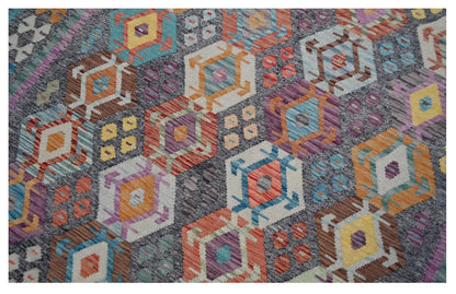Tappeto Kilim Kaudani Afghan fatto a mano multicolore 400x315cm