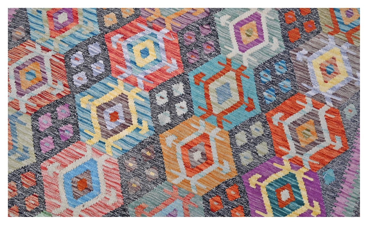 Tappeto Kilim Kaudani Afghan fatto a mano multicolore 395x310cm