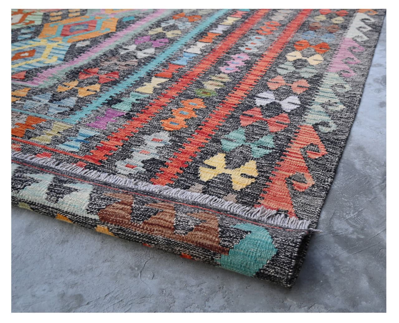 Tappeto Kilim Kaudani Afghan fatto a mano multicolore 395x310cm