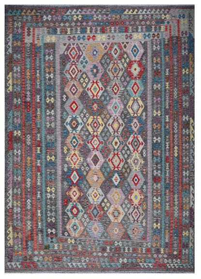 Tappeto Kilim Kaudani Afghan fatto a mano multicolore 399x313cm