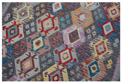 Tappeto Kilim Kaudani Afghan fatto a mano multicolore 399x313cm