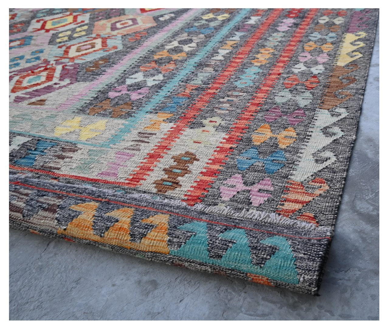 Tappeto Kilim Kaudani Afghan fatto a mano multicolore 399x313cm