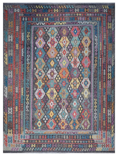 Tappeto Kilim Kaudani Afghan fatto a mano multicolore 393x304cm - CarpetLiving
