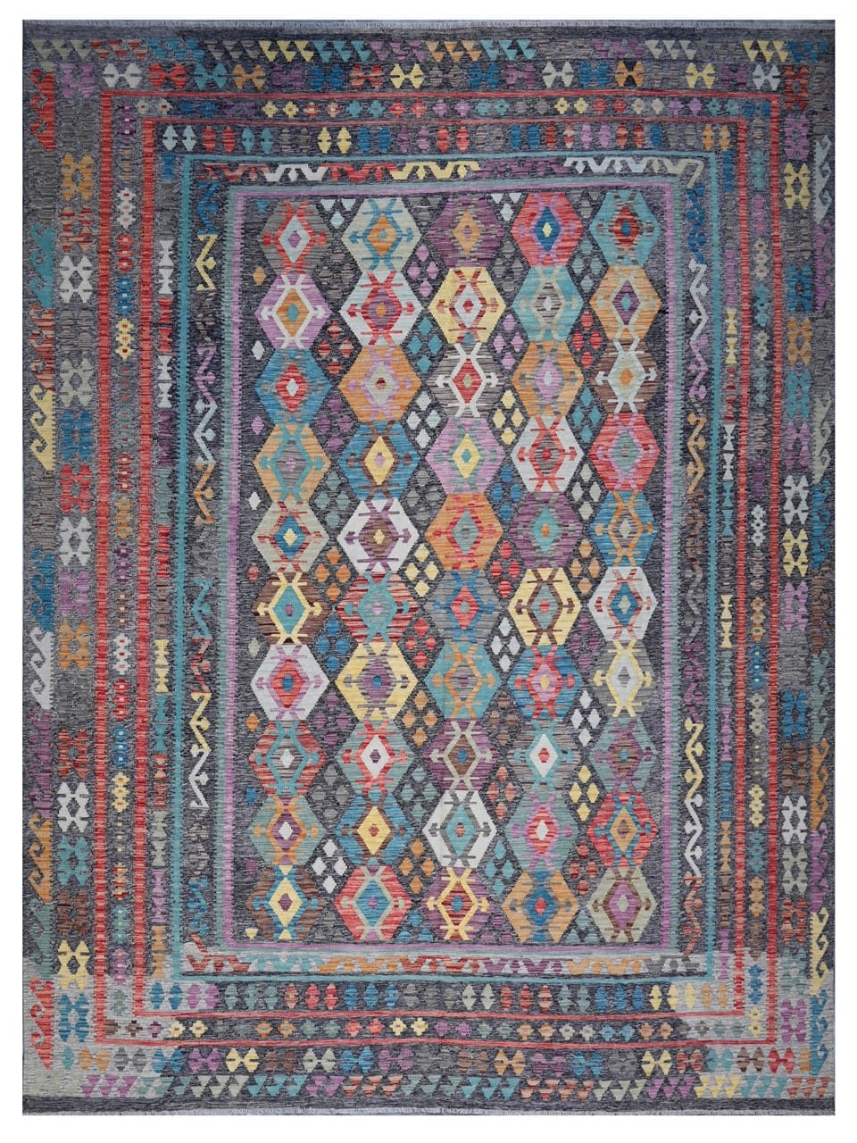 Tappeto Kilim Kaudani Afghan fatto a mano multicolore 393x304cm