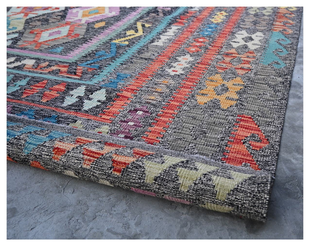 Tappeto Kilim Kaudani Afghan fatto a mano multicolore 393x304cm
