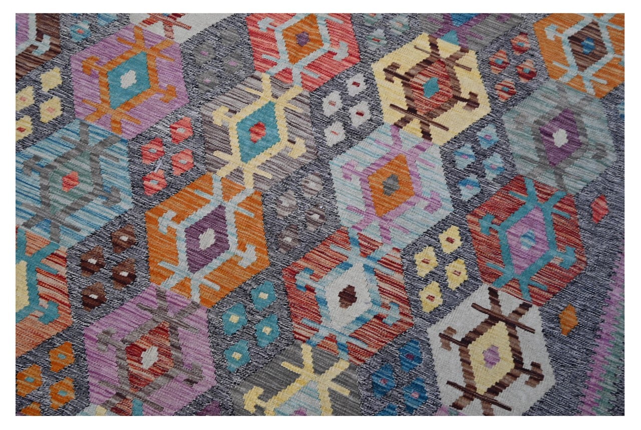 Tappeto Kilim Kaudani Afghan fatto a mano multicolore 393x304cm