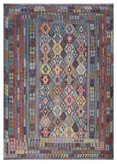 Tappeto Kilim Kaudani Afghan fatto a mano multicolore 410x312cm - CarpetLiving