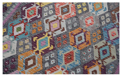 Tappeto Kilim Kaudani Afghan fatto a mano multicolore 410x312cm