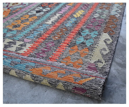 Tappeto Kilim Kaudani Afghan fatto a mano multicolore 410x312cm