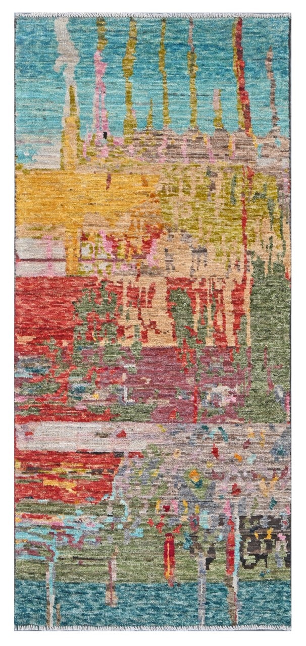 Taimany - Multicolor Tribal Wool Rug - Hand-Knotted 199x84cm