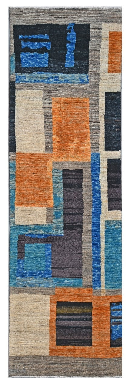 Taimany - Multicolor Tribal Wool Runner Rug - Hand-Knotted 297x79cm