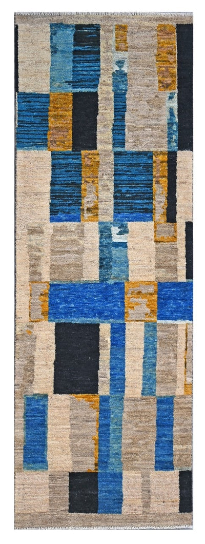 Taimany - Tappeto Passatoia Tribale in Lana Multicolore - Fatto a Mano 246x80cm - CarpetLiving