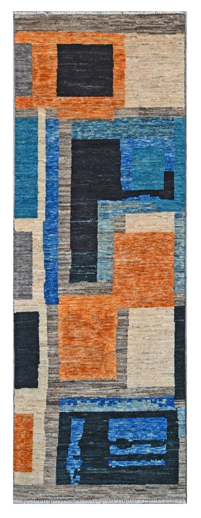 Taimany - Tappeto Passatoia Tribale in Lana Multicolore - Fatto a Mano 251x80cm - CarpetLiving