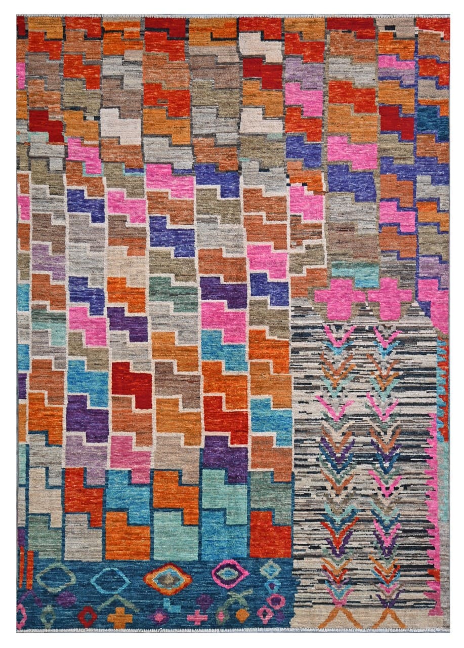 Taimany - Multicolor Tribal Wool Rug - Hand-Knotted 293x211cm