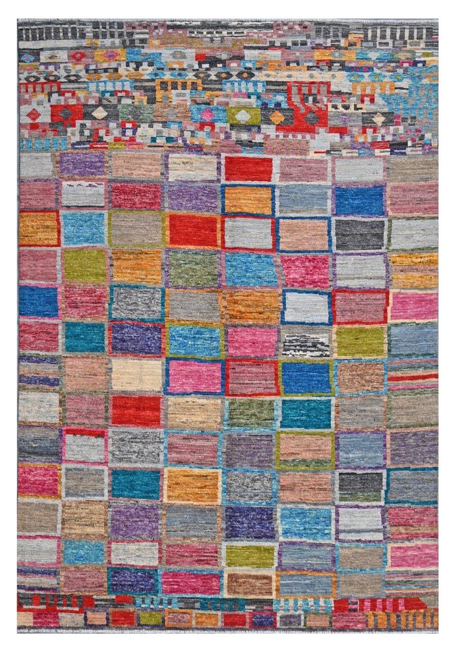 Taimany - Multicolor Tribal Wool Rug - Hand-Knotted 300x203cm
