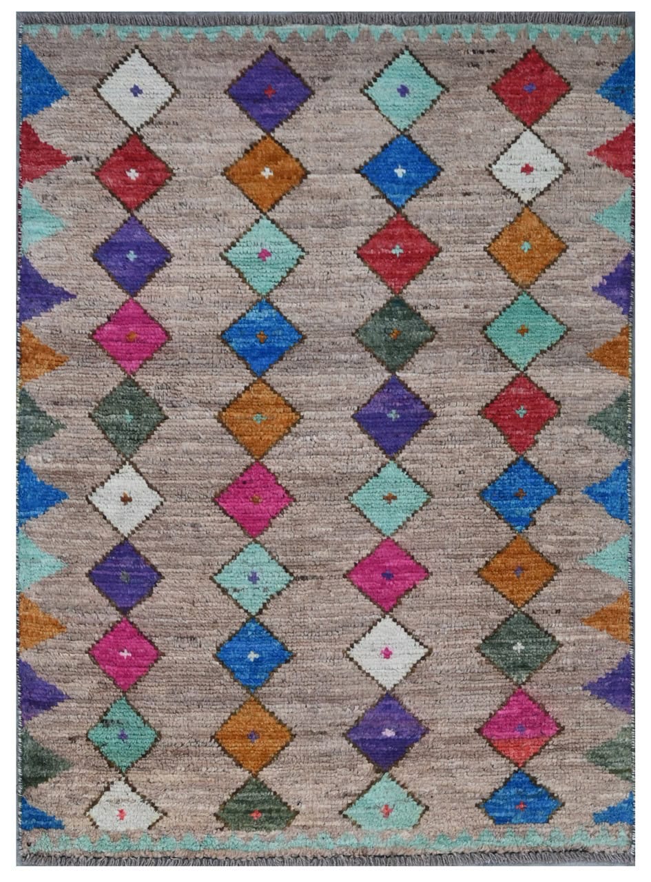 Taimany - Multicolor Tribal Wool Rug - Hand-Knotted 114x80cm
