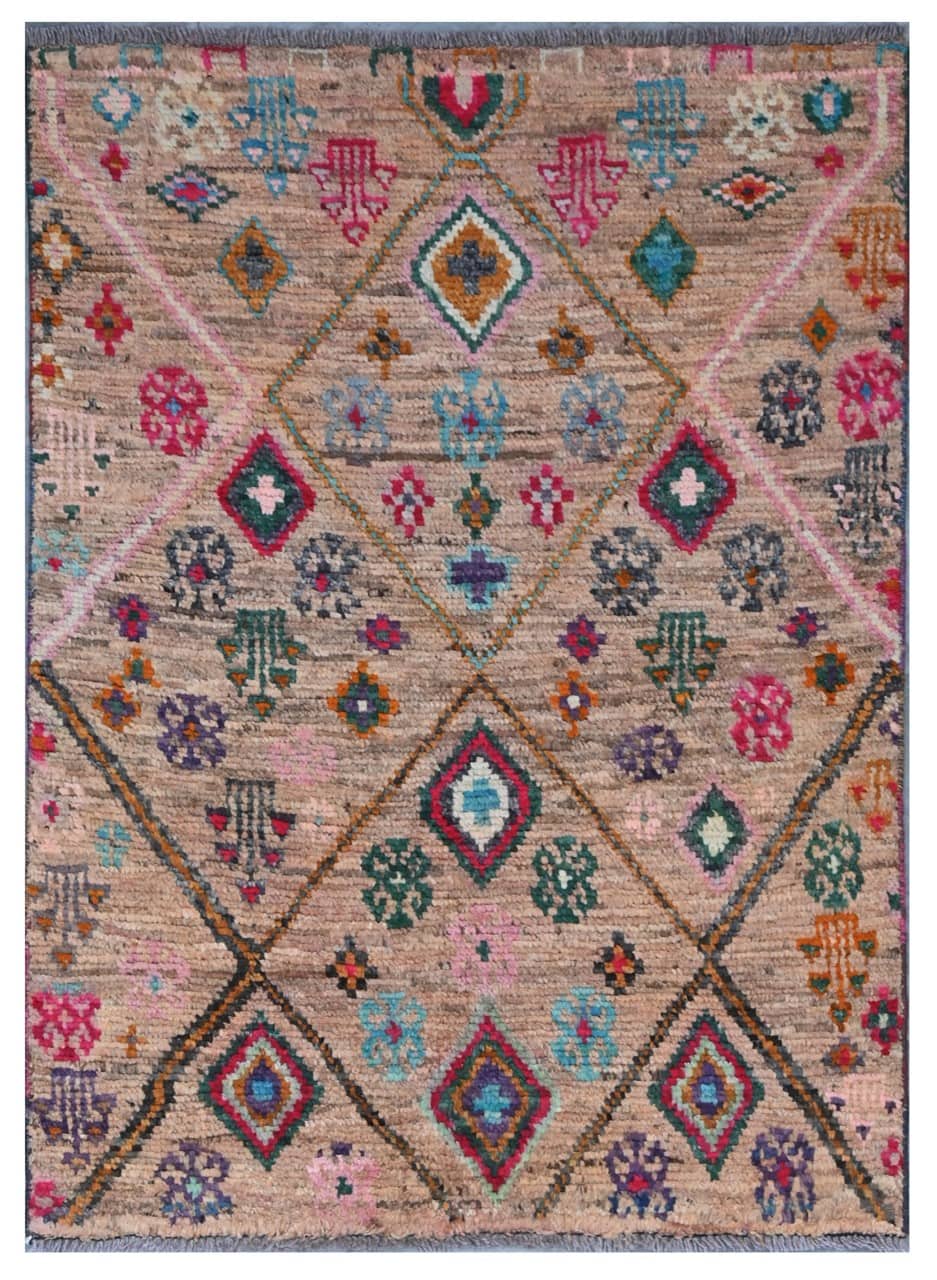 Taimany - Multicolor Tribal Wool Rug - Hand-Knotted 110x77cm