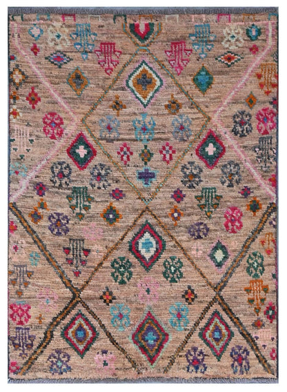 Taimany - Multicolor Tribal Wool Rug - Hand-Knotted 110x77cm