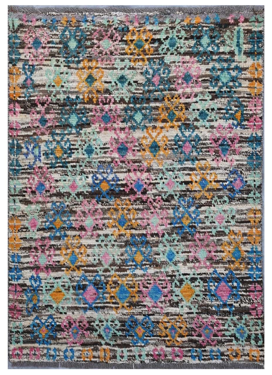 Taimany - Multicolor Tribal Wool Rug - Hand-Knotted 119x84cm