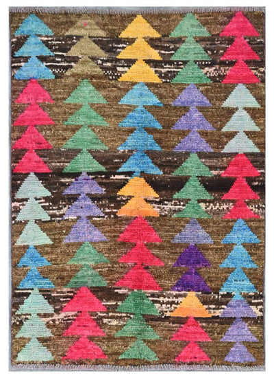 Tappeto tribale colorato in lana, fatto a mano, 112x76 cm - CarpetLiving