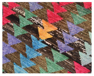 Tappeto tribale colorato in lana, fatto a mano, 112x76 cm - CarpetLiving