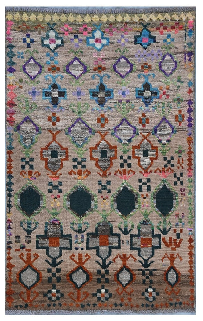 Taimany - Multicolor Tribal Wool Rug - Hand-Knotted 122x76cm