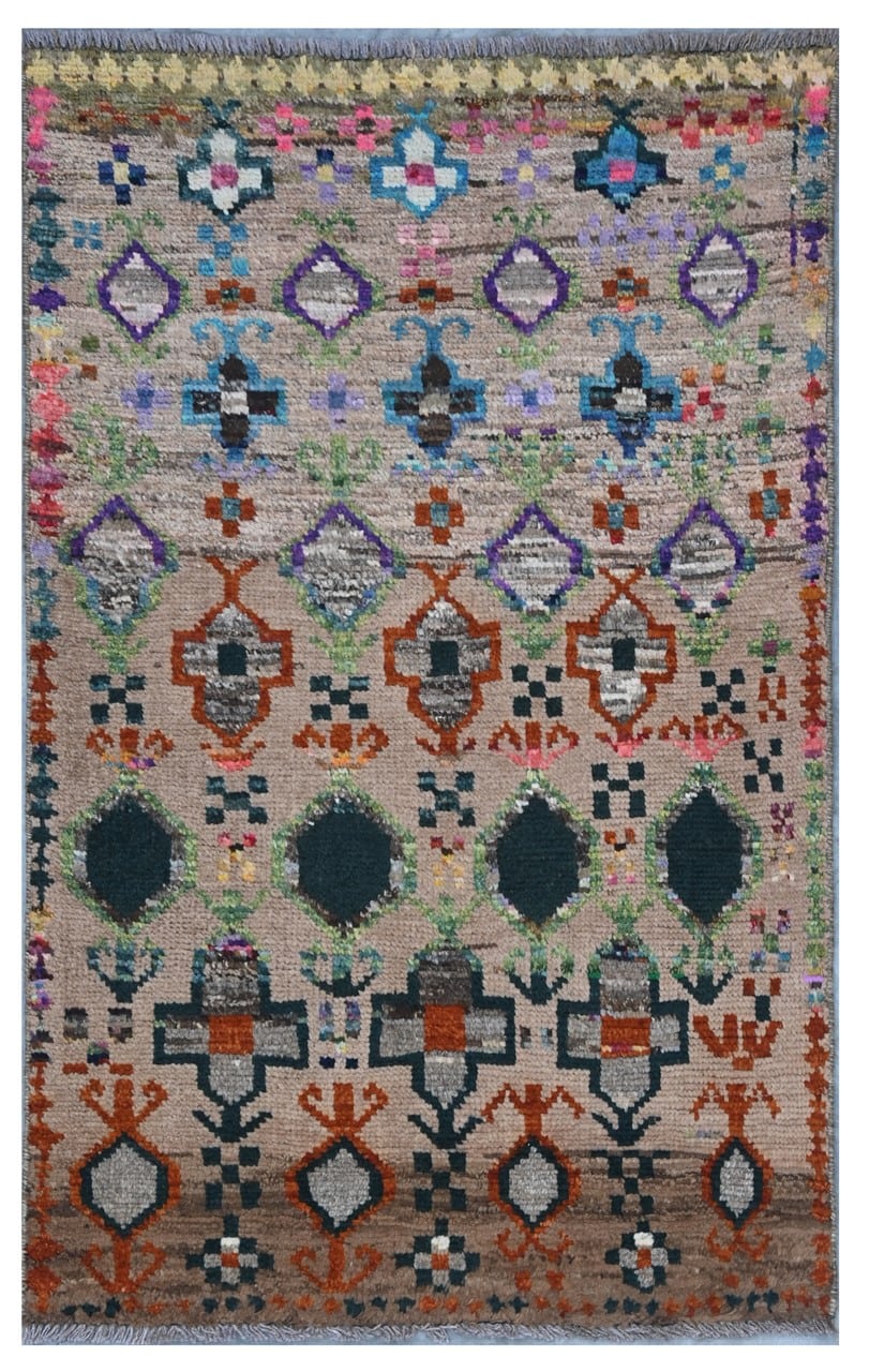 Taimany - Multicolor Tribal Wool Rug - Hand-Knotted 122x76cm