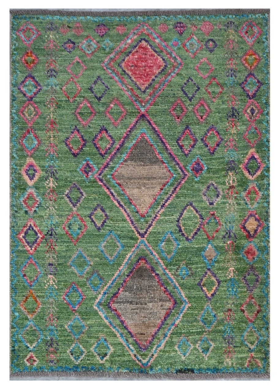Taimany - Multicolor Tribal Wool Rug - Hand-Knotted 125x89cm